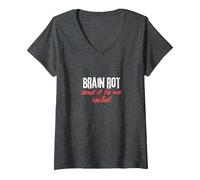 Women's Brain Rot - Send It to Me Rachel V-Neck T-Shirt, Dark Heather Grey, X-Large