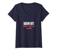 Women's Brain Rot - Send It to Me Rachel V-Neck T-Shirt, Navy Blue, Medium