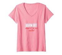 Women's Brain Rot - Send It to Me Rachel V-Neck T-Shirt, Pink, X-Large