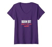 Women's Brain Rot - Send It to Me Rachel V-Neck T-Shirt, Purple, X-Large