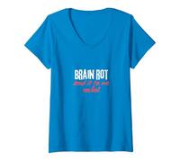 Women's Brain Rot - Send It to Me Rachel V-Neck T-Shirt, Sapphire Blue, Large