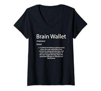 Womens Brain Wallet Keys Definition Cryptocurrency Crypto Security V-Neck T-Shirt