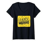 Womens Brain Washing Statement for a Unique Vision V-Neck T-Shirt
