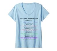 Women's Brain Waves Frequency Patterns Minimal Science Aesthetic V-Neck T-Shirt