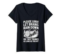 Women's Brains Rain Down Or Tree Hit Funny Saying V-Neck T-Shirt
