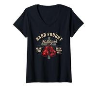 Womens Brandon Hard Fought Hallelujah Praise Jesus V-Neck T-Shirt