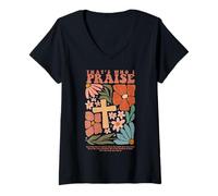 Womens Brandon That's Who I Praise Jesus Christian Lake Merch V-Neck T-Shirt
