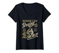 Womens Brandon's Gym Boxing MMA Retro Design for The Name Brandon V-Neck T-Shirt