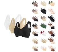 Womens Bras 3 Pack Bras for Women Non Wired Seamless Bra Wireless Push Up Solid Color Comfort Support Padded Sleep Bralettes for Womens Seamless Jelly Bra Older Women