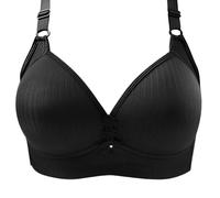 Women's Bras Non Wired Padded, Comfort Bras for Women Thin Strap Solid Color Women's Everyday Bras Full Coverage High Impact Sports Bras for Large Breasts Adjustable Straps Sleep Bras for Women Black