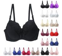 Women's Bras Non Wired Plus Size V Neck Lace Bras Casual Back Fastening Solid Bralettes Seamless Soft Adjustable Straps Everyday Bras Oversized Deal of The Day