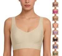 Womens Bras Non Wired Push Up Jelly Bras V Neck Seamless Full Coverage Bra Ladies Support Bra Wireless T-Shirt Bralettes Soft Comfort Support Lift Everyday Bralettes For All-Day Wear Nightwear