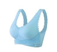 Womens Bras Non Wired Underwear Plus Size Comfy Bra Wide Strap Seamless Comfort Sleep Bras Women Underwear Bralette Crop Top Push Up Brassiere Light Blue