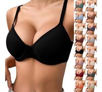 Women's Bras Plus Size Comfortable Breathable Wireless Minimizer Bra Push Up Triple Breasted Bras Underwear Support for Large Bust Bra for Women Black