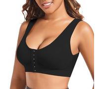 Womens Bras Post Surgery Bra for Women Surgical Bras Front Closure Sports Breast Augmentation Mastectomy Post Op Support & Comfort Stretch Fabric, 02-Black, XXL