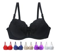 Womens Bras Push Up Bras for Women Sexy Floral Lace Comfit Padded Support Underwire Bralettes Full Coverage Comfort Everyday Minimiser Bras Underwear Black 90B