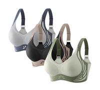 Womens Bras UK Push Up Wireless Push-Up Gather 3 Pack Seamless Large Breasts Support Lift Plus Size Non Wired Bra Comfort Wire Free Everyday Sports Comfortable Low Back Soft Bra
