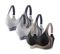 Womens Bras UK Push Up Wireless Push-Up Gather 3 Pack Seamless Large Breasts Support Lift Plus Size Non Wired Bra Comfort Wire Free Everyday Sports Comfortable Low Back Soft Bra