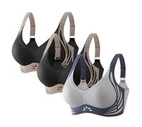 Womens Bras UK Push Up Wireless Push-Up Gather 3 Pack Seamless Large Breasts Support Lift Plus Size Non Wired Bra Comfort Wire Free Everyday Sports Comfortable Low Back Soft Bra