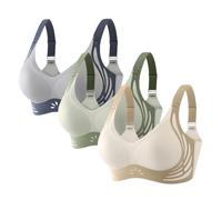 Womens Bras UK Push Up Wireless Push-Up Gather 3 Pack Seamless Large Breasts Support Lift Plus Size Non Wired Bra Comfort Wire Free Everyday Sports Comfortable Low Back Soft Bra