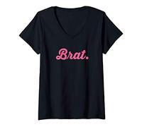 Womens Brat. Pink BDSM Role Play Kink Gift Item V-Neck T-Shirt