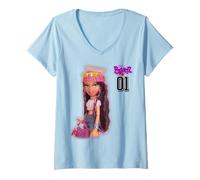 Womens Bratz Angelz Yasmin Doll Photo Fashion Pose Purse In Hand V-Neck T-Shirt