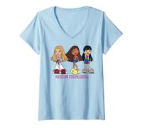Womens Bratz Group Fashion Pose Sasha Yasmin Jade V-Neck T-Shirt