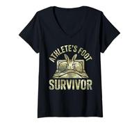 Womens Brave Foot Fungus Athlete's Foot Survivor V-Neck T-Shirt