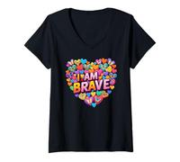 Womens Brave I AM Brave Present for Bravery V-Neck T-Shirt