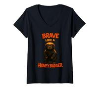 Womens Brave Like A Honey Badger V-Neck T-Shirt