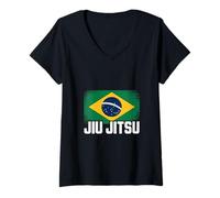 Womens Brazil Flag For Brazilian Jiu Jitsu Lovers And BJJ Fighters V-Neck T-Shirt