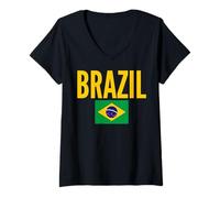 Women's Brazil Flag Pride National Identity V-Neck T-Shirt