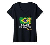 Womens Brazil São Bernardo Mission LDS Angel Moroni Design V-Neck T-Shirt