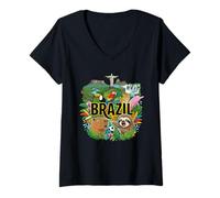 Women's Brazil Sloth Capybara Pointing Meme - Brazilian Souvenir V-Neck T-Shirt