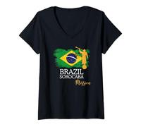 Womens Brazil Sorocaba Mission LDS Angel Moroni Design V-Neck T-Shirt