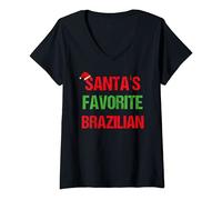 Womens Brazilian Funny Brazil Pajama Christmas Gift V-Neck T-Shirt