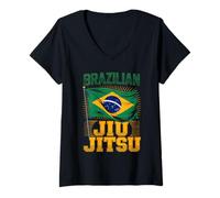 Women's Brazilian Jiu Jitsu Brazil Flag Pride Martial Arts V-Neck T-Shirt