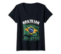 Women's Brazilian Jiu Jitsu Brazil Flag Pride Martial Arts V-Neck T-Shirt