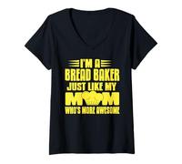 Womens Bread Baker Just as Great as My Awesome Mom Tribute V-Neck T-Shirt