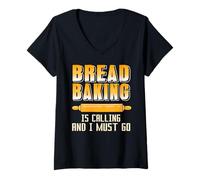 Womens Bread Baking Is Calling and I Must Go Humor V-Neck T-Shirt