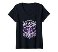 Women's Break & Bloom Anchor Roots Flower Graphic V-Neck T-Shirt