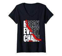 Womens Break Every Chain | John 8:36 | Bible Motivational V-Neck T-Shirt