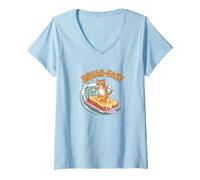 Womens Break-Fast Surf Cat V-Neck T-Shirt