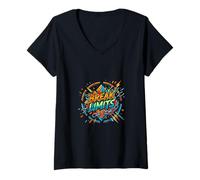 Women's Break Limits Bold Power Motivation Design V-Neck T-Shirt