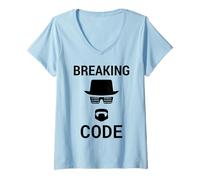 Women's Breaking Code - Black Design for Computer Security Hackers V-Neck T-Shirt