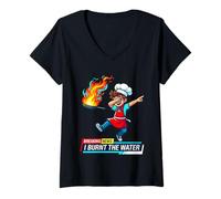 Women's Breaking News: I Burnt The Water Dabbing Chef Kitchen Disast V-Neck T-Shirt