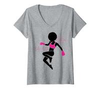 Womens Breast Cancer Black Girl Magic Afro Women Brown Skin V-Neck T-Shirt