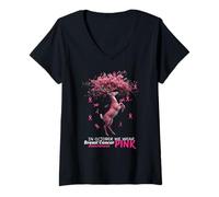 Womens Breast Cancer Deer in October Wear Pink Ribbon Women V-Neck T-Shirt