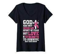 Women's Breast Cancer Faith Survivor V-Neck T-Shirt