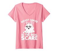 Womens Breast Cancer is The Real Scare V-Neck T-Shirt
